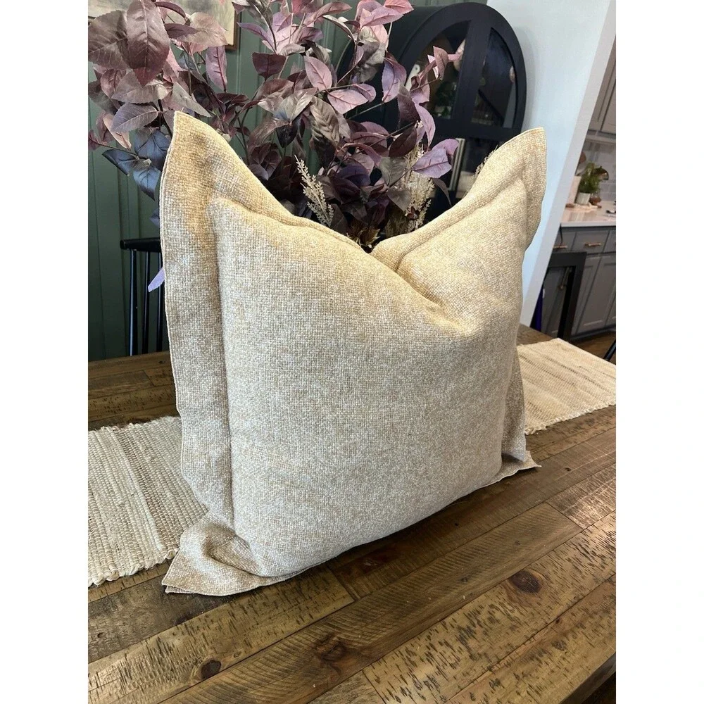 Oversized Square Throw Pillow Dark Tan/Cream Threshold w Studio McGee